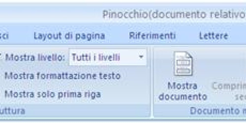 Sommario e visualizzazione struttura in word 2007