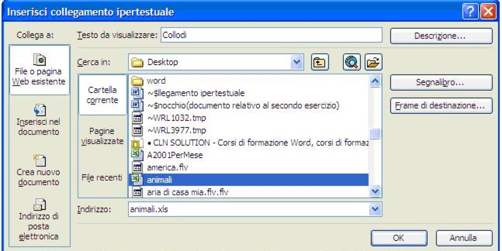 Collegamento ipertestuale in word