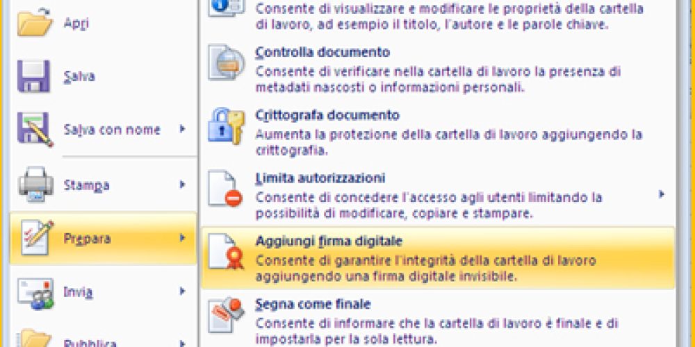 Firma digitale in excel 2007