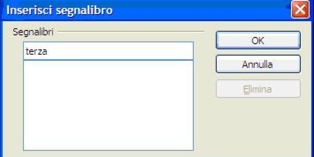 Inserimento di un segnalibro in OpenOffice.org writer