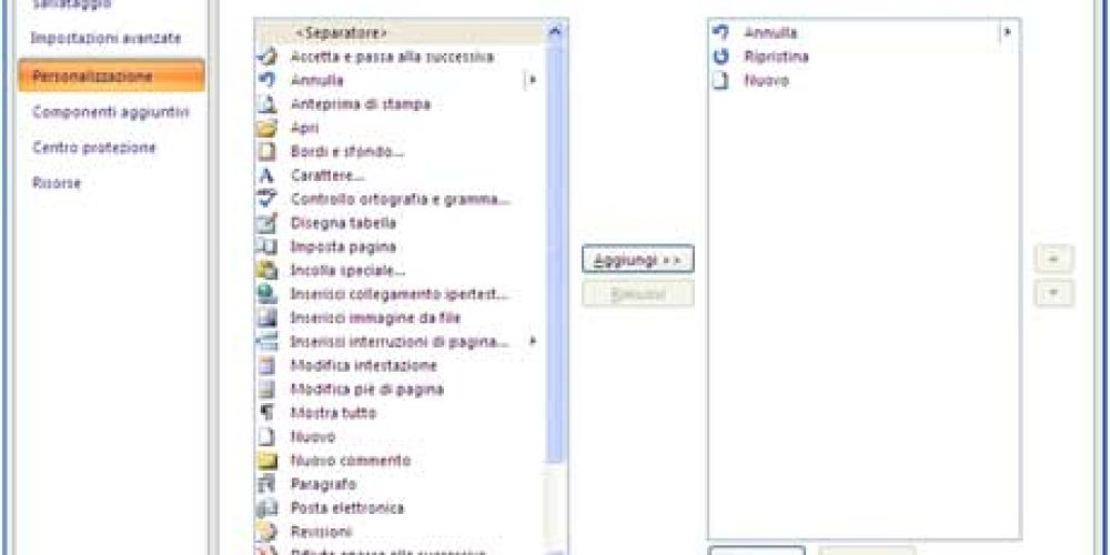 Personalizzare barra di accesso rapido in excel 2007